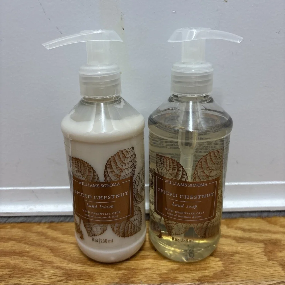 Williams Sonoma Spiced Chestnut Hand Soap And Hand Lotion New 8 Ounces Set Of 2